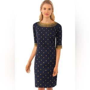 Gretchen Scott navy and gold Rocket Girl dress